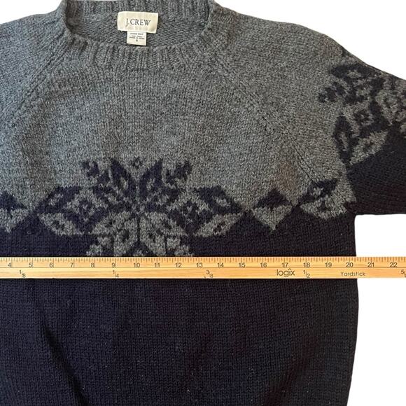Vintage J Crew Hand Knit Wool Sweater Women Small Winter Chunky Blue Grey Preppy - Picture 5 of 7